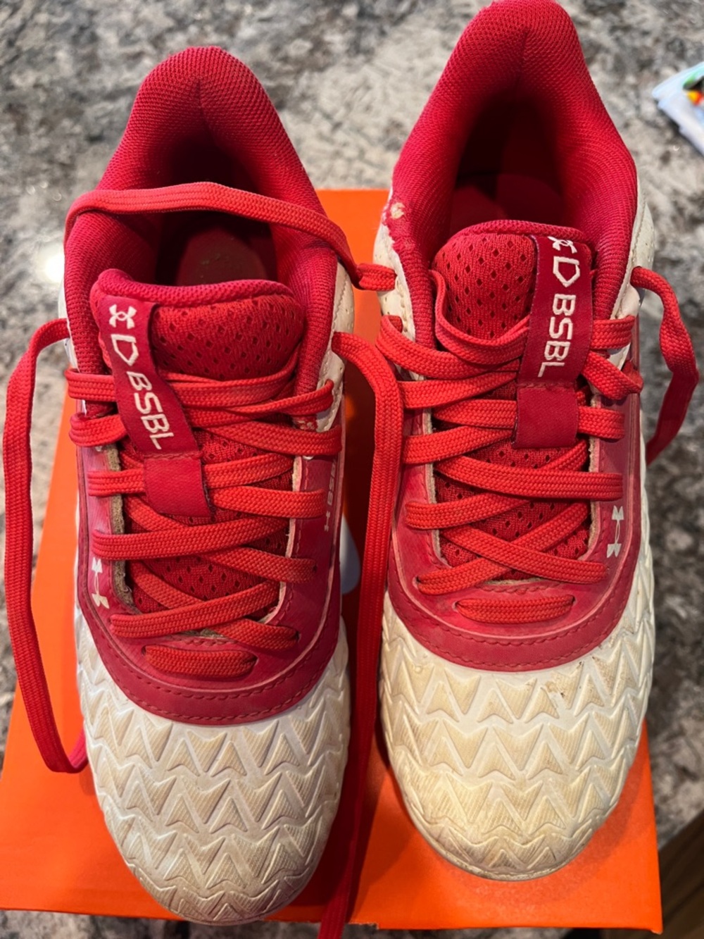 Under Armour Red & White Baseball Cleats